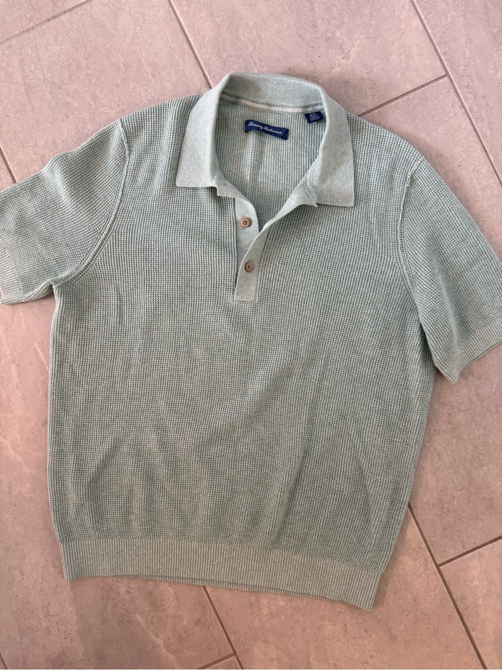Tommy Bahama Playa Blanca Light Sage Short Sleeve Knit Sweater Polo S